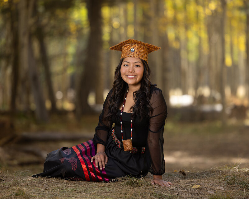 Graduate in cap and gown